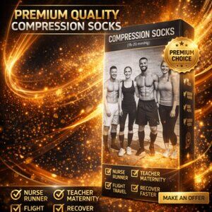 Charmking 2 pair open toe compression socks  Circulation 15-20mmHg Size Small